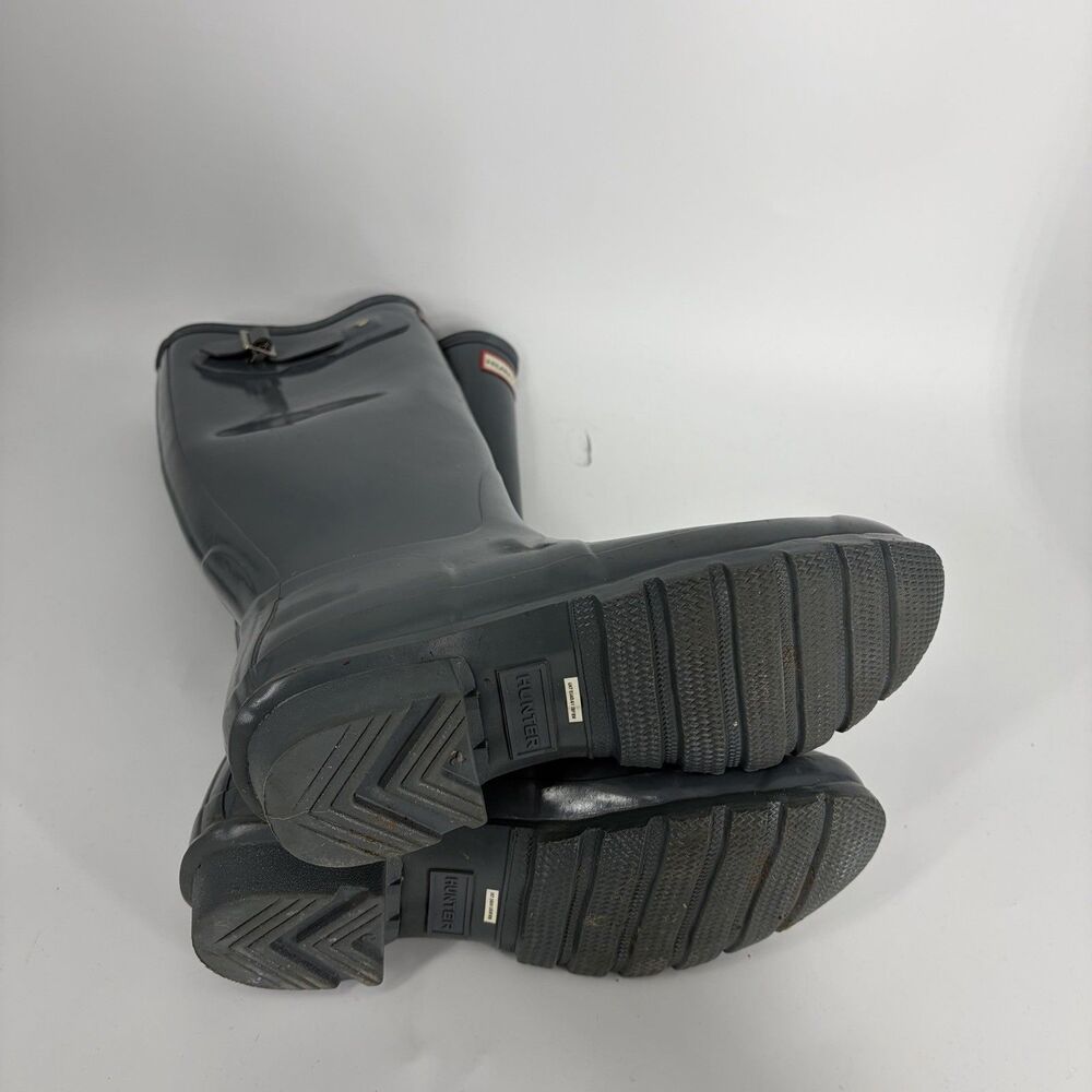 Hunter Original Tall Gloss Rain Boots 9 US Womens Gray Waterproof Rubber Wellies - Picture 6 of 8